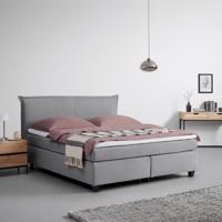 Posteľ Boxspring S Toperom, 180x200 Cm, Sivá