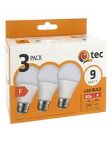 Žiarovka LED QTEC 9W A60 E27 2700K 3PACK